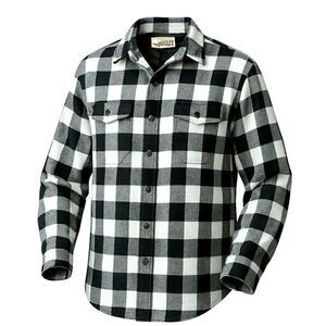 DULUTH TRADING CO Plaid Shacket Fleece Lined Heavy Workwear Black White Men's M